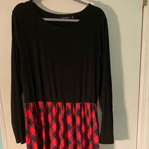 Long sleeve buffalo plaid maxi dress